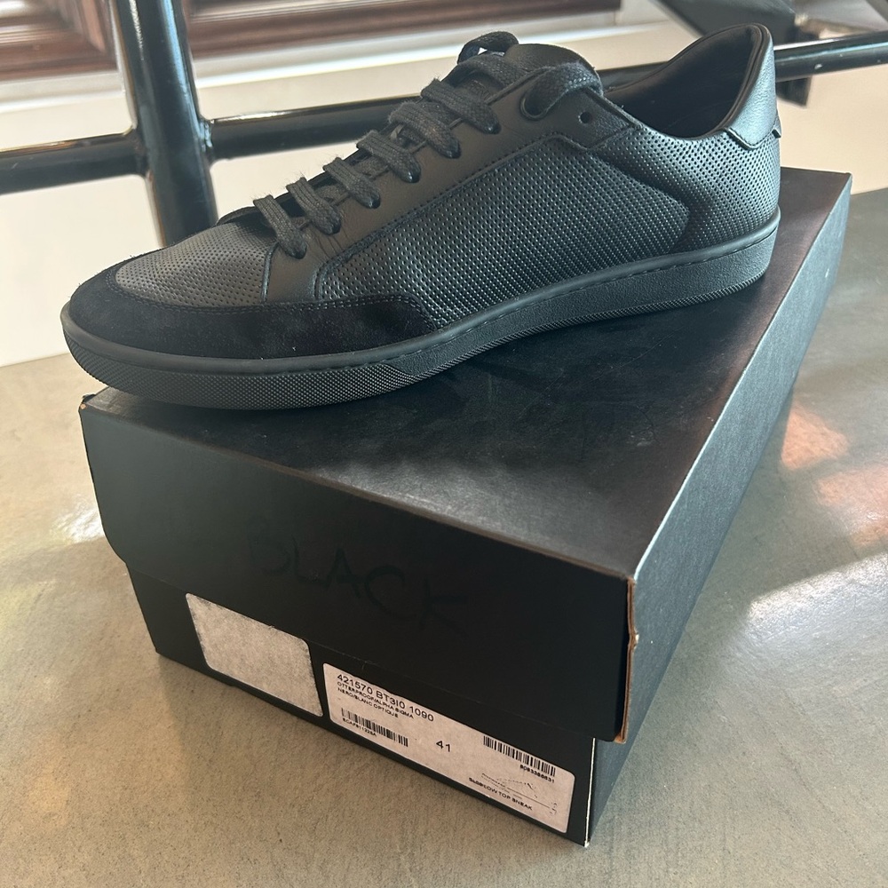 PERFECT CONDITION Yves Saint Laurent Black Perforated Leather Sneakers - Picture 7 of 8